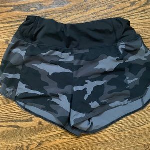 Athleta Black & Gray Camo Running Shorts